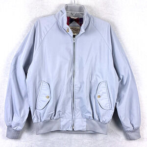 VTG JC Penny Fox Collection Harrington Jacket Men L Gray Plaid Lined Classic 80s